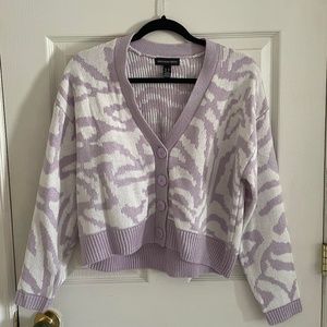Purple and White Patterned Cardigan